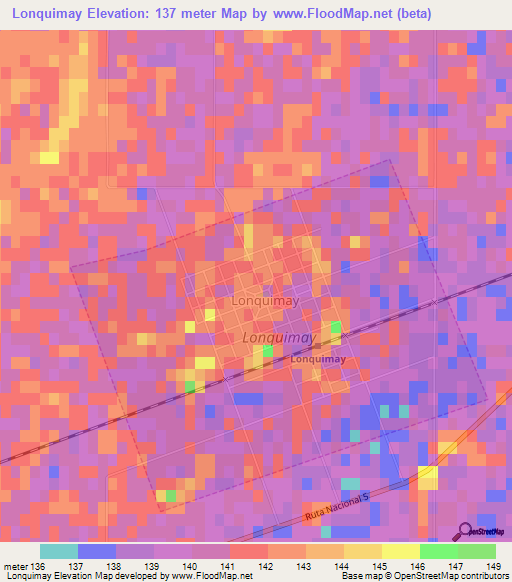 Lonquimay,Argentina Elevation Map