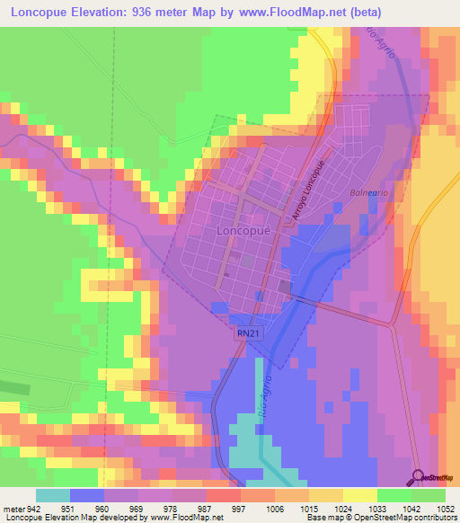 Loncopue,Argentina Elevation Map