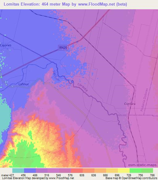Lomitas,Argentina Elevation Map
