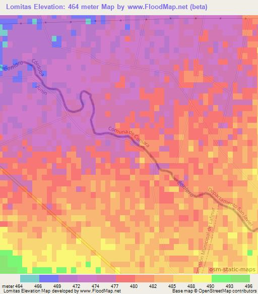 Lomitas,Argentina Elevation Map