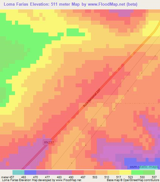 Loma Farias,Argentina Elevation Map