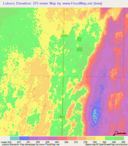 Loboco,Argentina Elevation Map