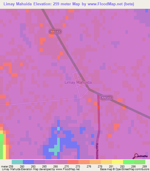 Limay Mahuida,Argentina Elevation Map