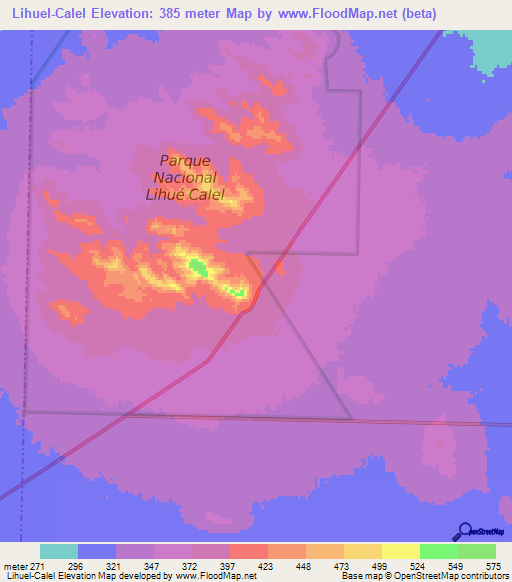 Lihuel-Calel,Argentina Elevation Map
