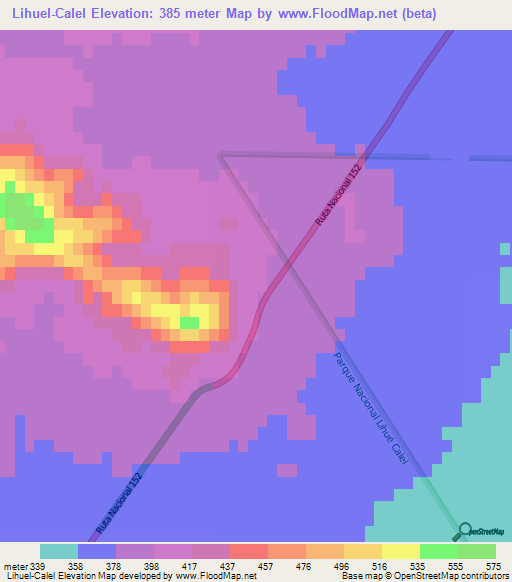 Lihuel-Calel,Argentina Elevation Map