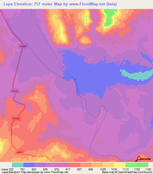 Lepa,Argentina Elevation Map