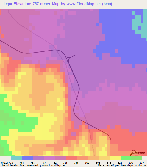 Lepa,Argentina Elevation Map