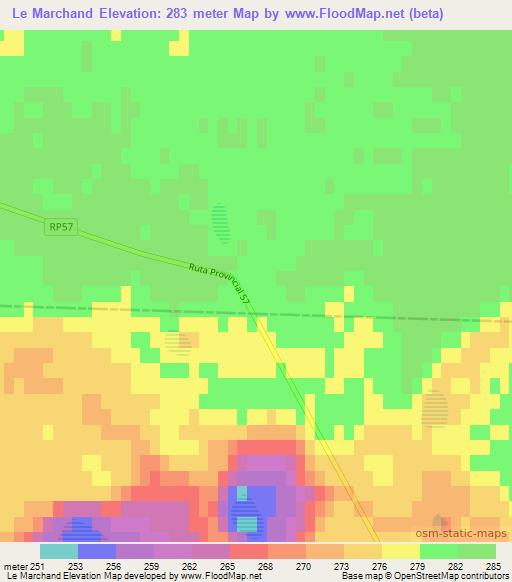 Le Marchand,Argentina Elevation Map