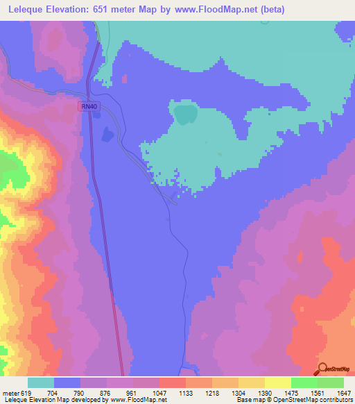 Leleque,Argentina Elevation Map
