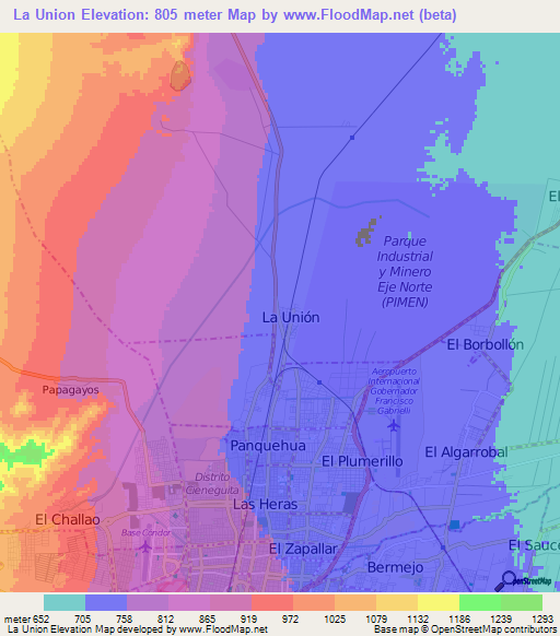 La Union,Argentina Elevation Map