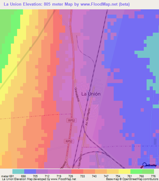 La Union,Argentina Elevation Map
