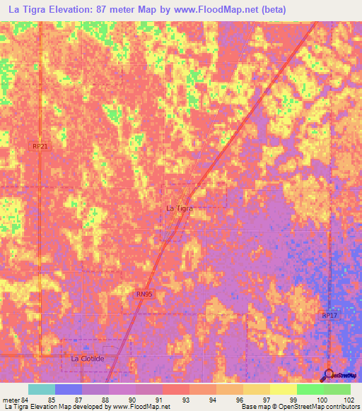 La Tigra,Argentina Elevation Map