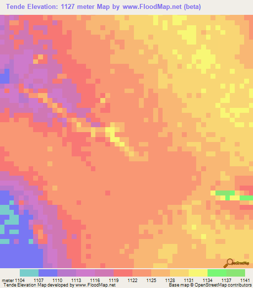 Tende,Congo (Kinshasa) Elevation Map