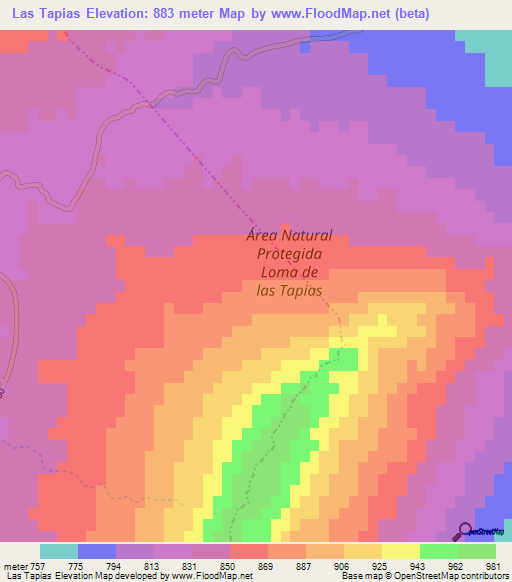 Las Tapias,Argentina Elevation Map