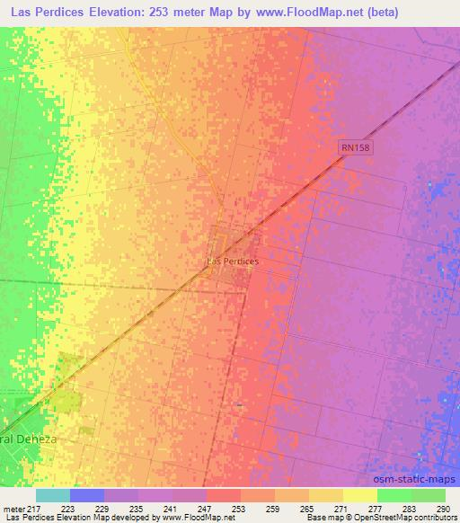 Las Perdices,Argentina Elevation Map