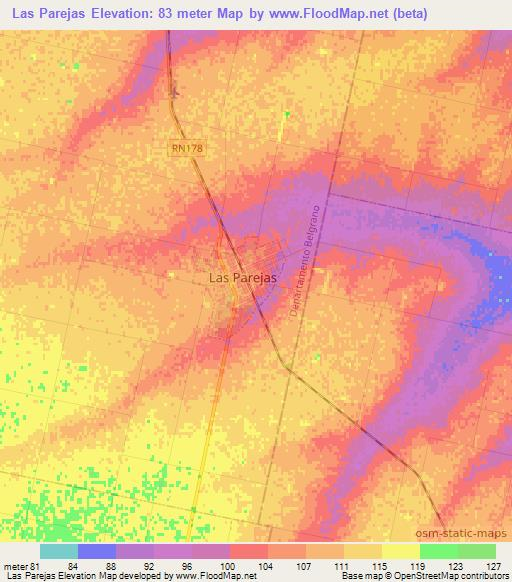 Las Parejas,Argentina Elevation Map