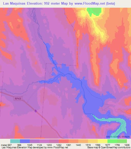 Las Maquinas,Argentina Elevation Map