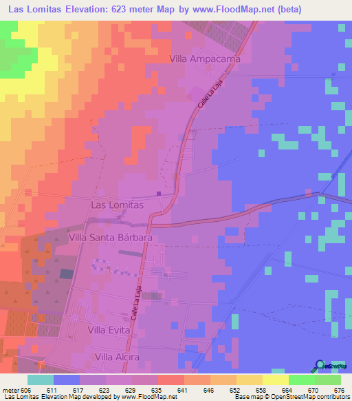 Las Lomitas,Argentina Elevation Map