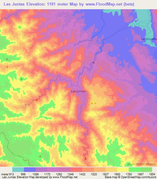 Las Juntas,Argentina Elevation Map