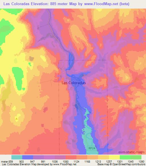 Las Coloradas,Argentina Elevation Map