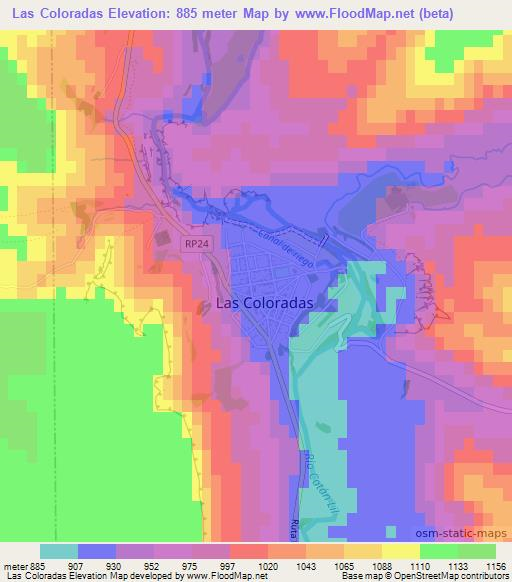 Las Coloradas,Argentina Elevation Map