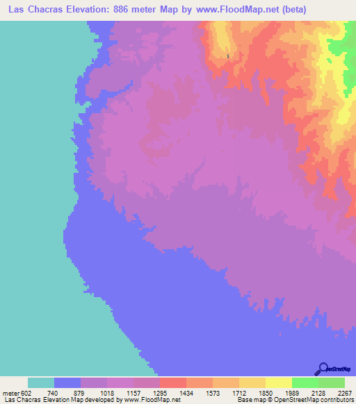 Las Chacras,Argentina Elevation Map