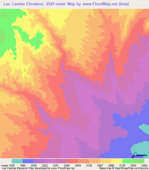 Las Casitas,Argentina Elevation Map
