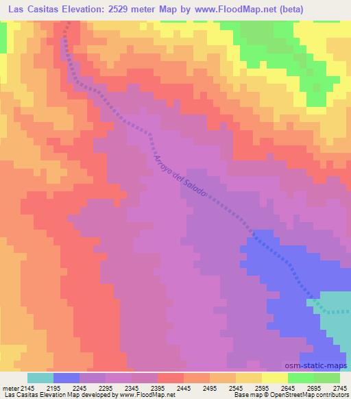 Las Casitas,Argentina Elevation Map
