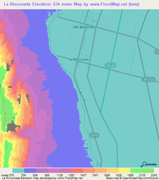 La Rinconada,Argentina Elevation Map