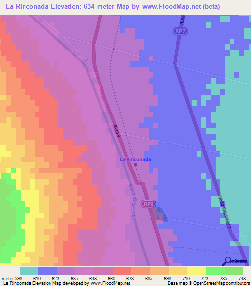 La Rinconada,Argentina Elevation Map