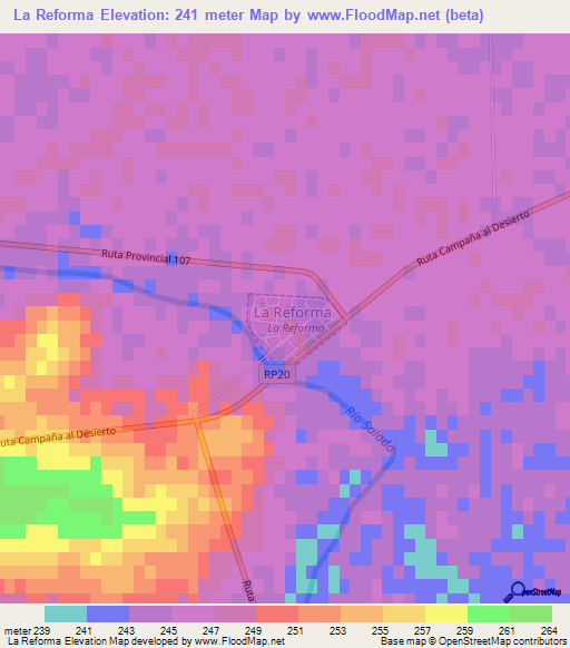 La Reforma,Argentina Elevation Map