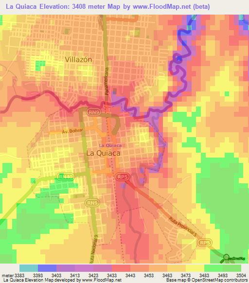 La Quiaca,Argentina Elevation Map