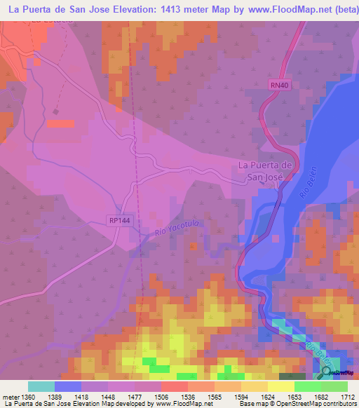 La Puerta de San Jose,Argentina Elevation Map