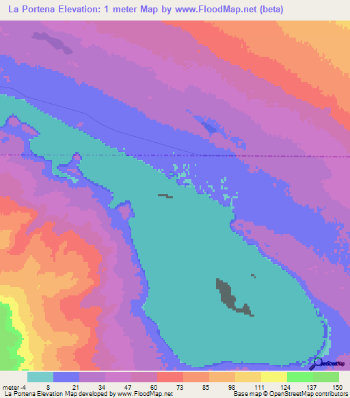 La Portena,Argentina Elevation Map