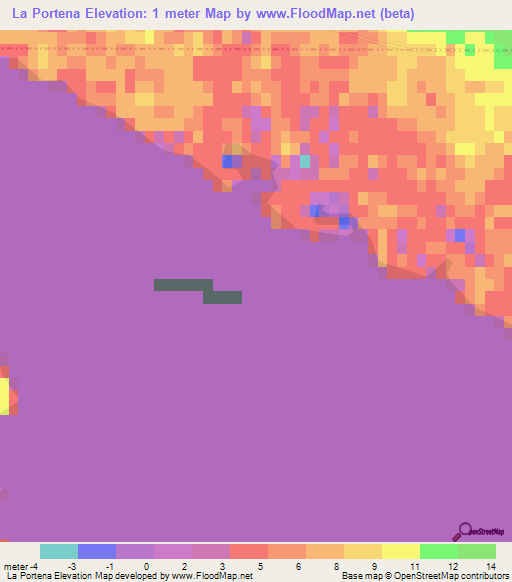 La Portena,Argentina Elevation Map