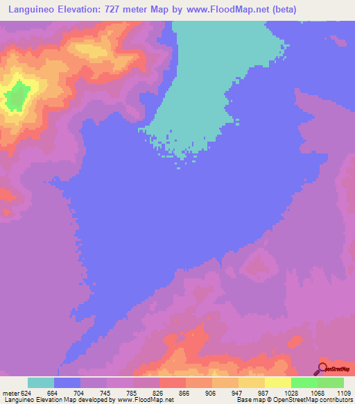 Languineo,Argentina Elevation Map