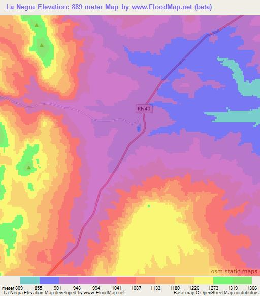 La Negra,Argentina Elevation Map