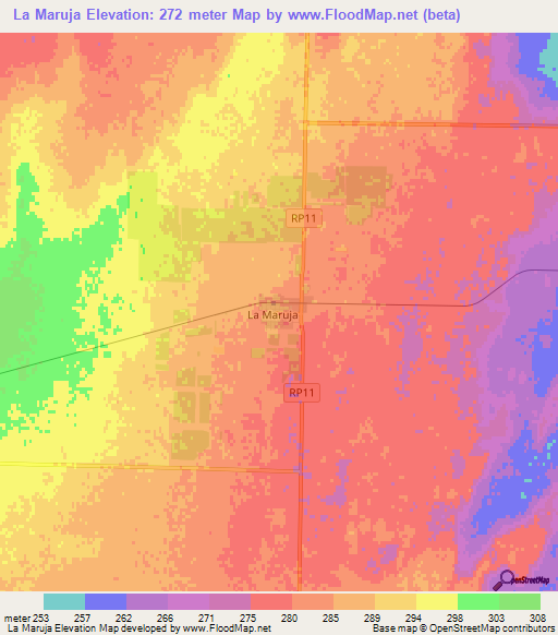 La Maruja,Argentina Elevation Map
