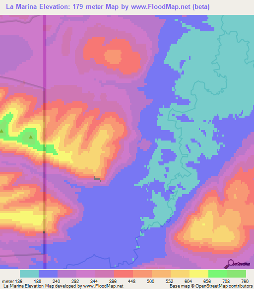 La Marina,Argentina Elevation Map