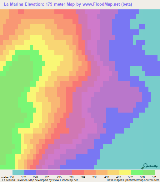 La Marina,Argentina Elevation Map