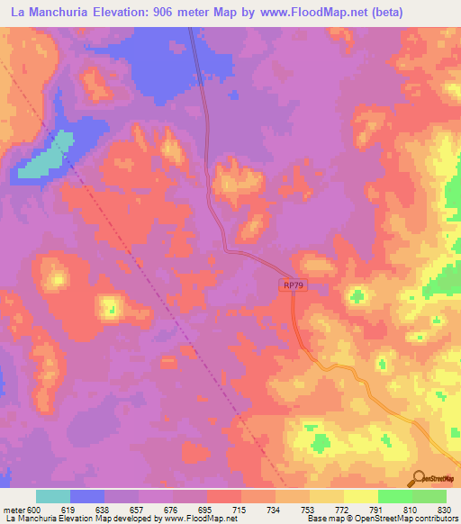 La Manchuria,Argentina Elevation Map