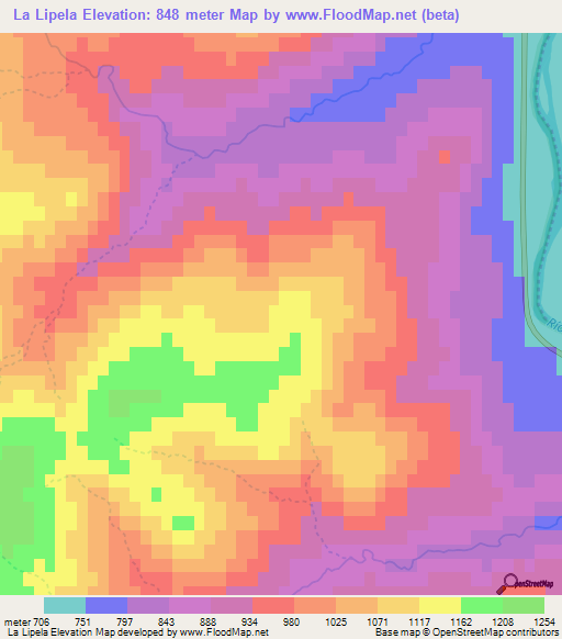 La Lipela,Argentina Elevation Map