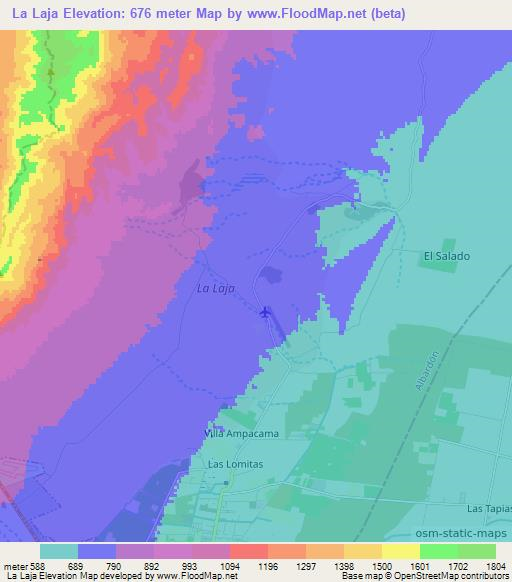 La Laja,Argentina Elevation Map