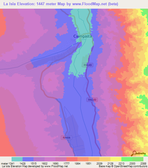 La Isla,Argentina Elevation Map