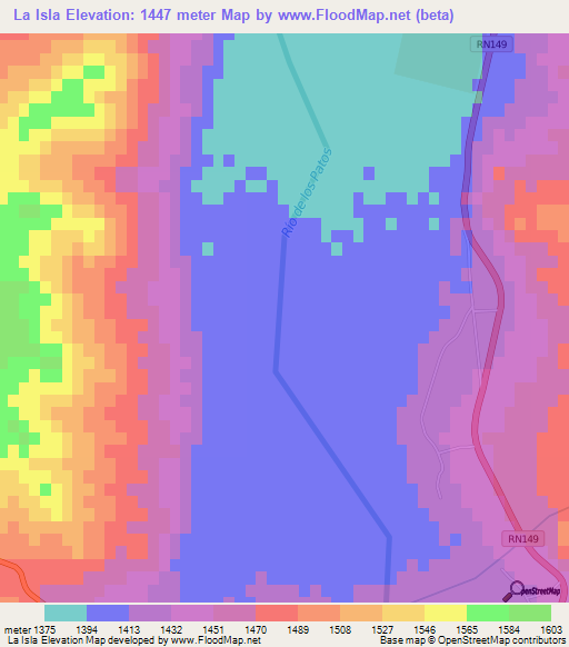 La Isla,Argentina Elevation Map
