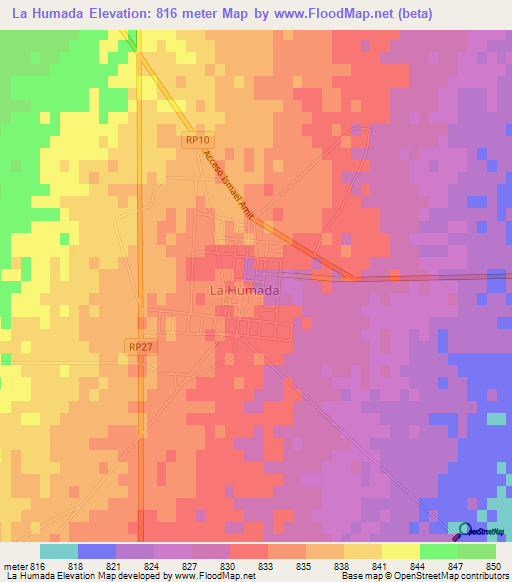 La Humada,Argentina Elevation Map