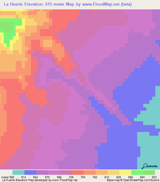 La Huerta,Argentina Elevation Map