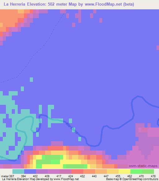 La Herreria,Argentina Elevation Map