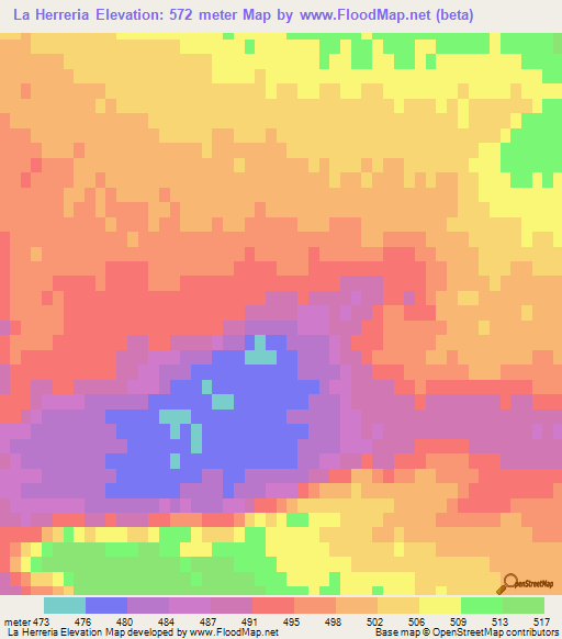 La Herreria,Argentina Elevation Map