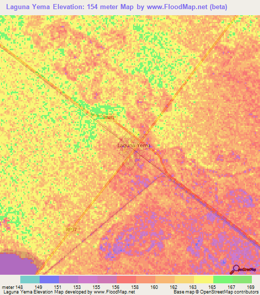 Laguna Yema,Argentina Elevation Map